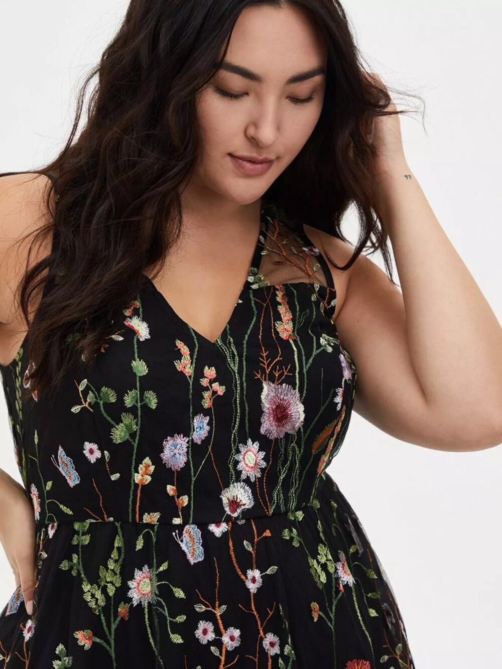 Torrid Maxi Mesh Embroidered Dress - Picture 2 of 9